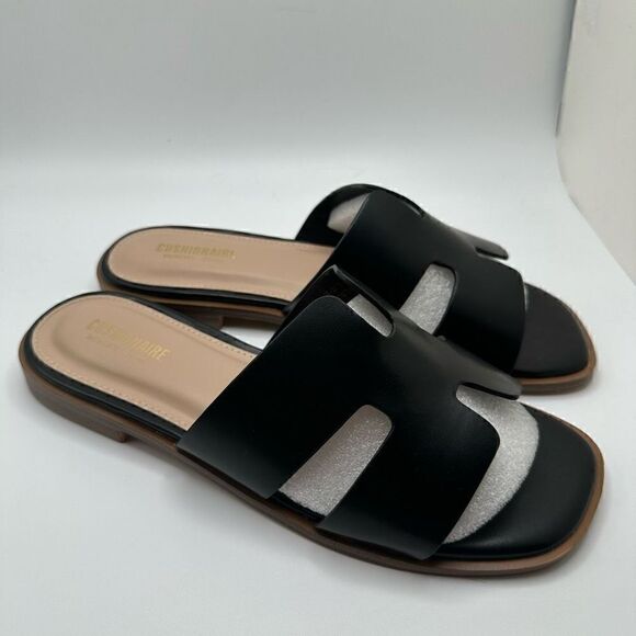 CUSHIONAIRE Women's slide sandal +Memory Foam 7 WIDE BLACK - Picture 1 of 7